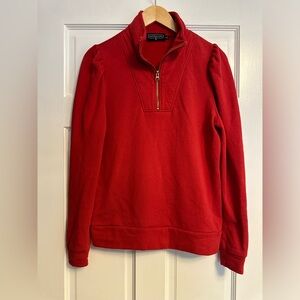 Duffield Lane Parker Puff Sleeve in Poppy Red, Gold Zipper